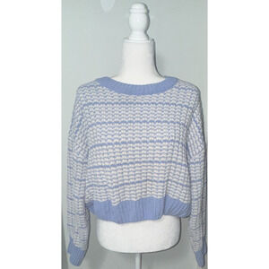 Major Label Group Womens L Sweater Knit Striped Cropped Cool Weather Cozy Soft